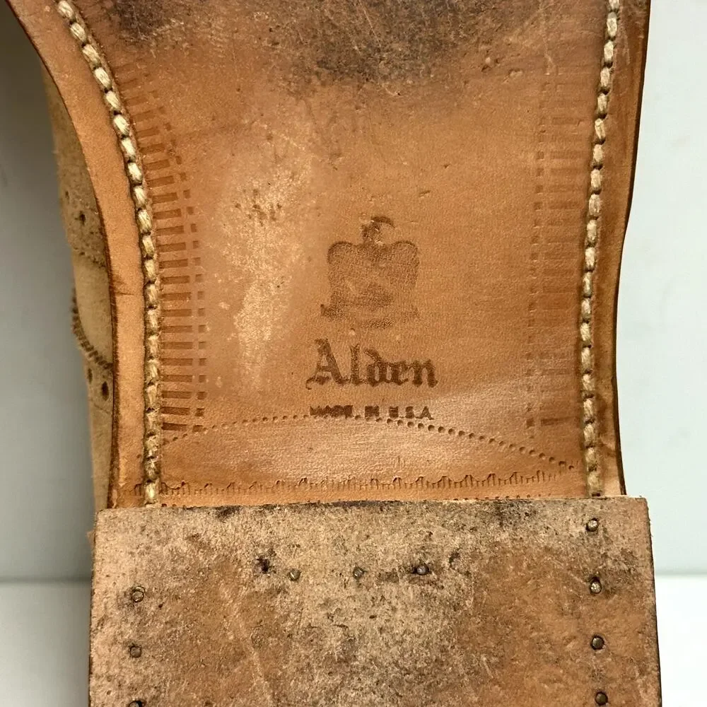 EUC Alden x J. Crew Alden 20984 Camel Suede Short Wing Tip Blucher USA 10.5 D